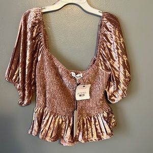 Smocked velvet top